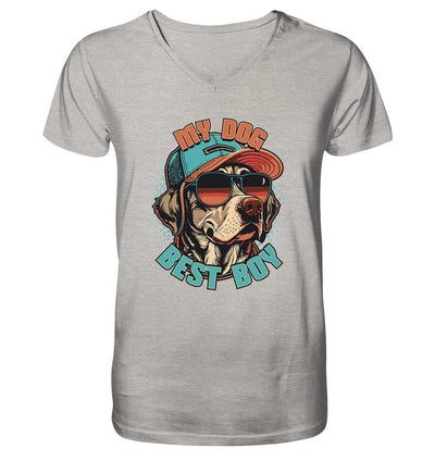 Cool Labrador Dog - My dog best boy - Mens Organic V-Neck Shirt Heather Grey / S