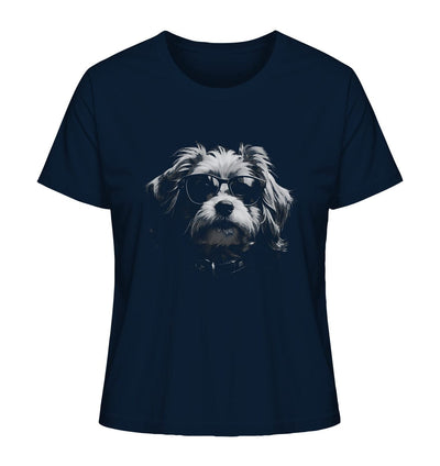 Cooler Hund mit Sonnenbrille - Ladies Organic Shirt French Navy / XS