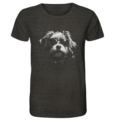 Cooler Hund mit Sonnenbrille - Organic Shirt Dark Heather Grey / XS