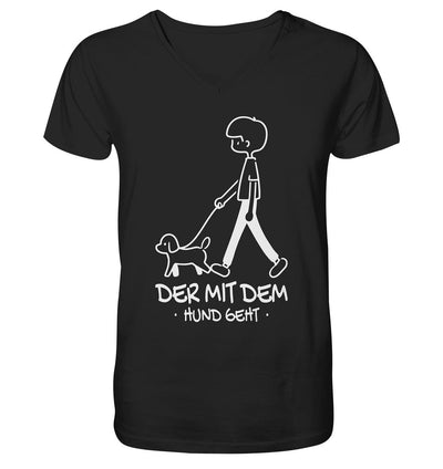 Der mit dem Hund geht - Mens Organic V-Neck Shirt Black / S