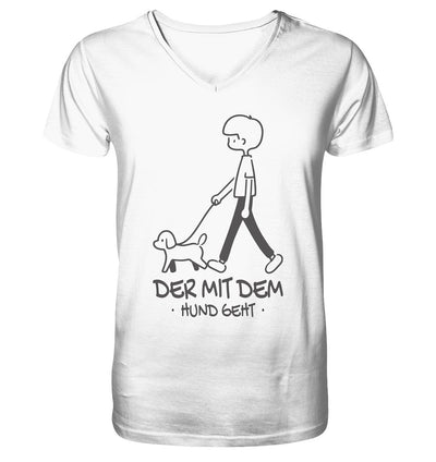 Der mit dem Hund geht - Mens Organic V-Neck Shirt White / S