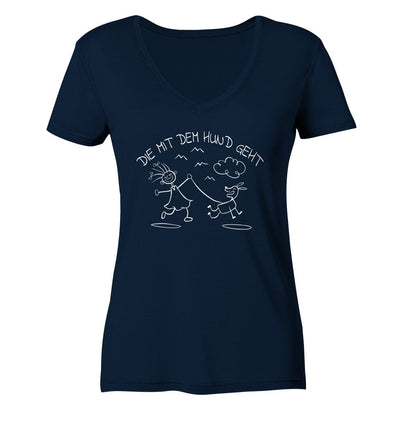 Die mit dem Hund geht - Ladies V-Neck Shirt Navy / XS