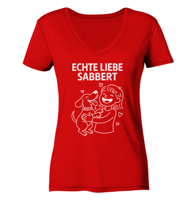 Echte Liebe sabbert - Ladies V-Neck Shirt Red / XS