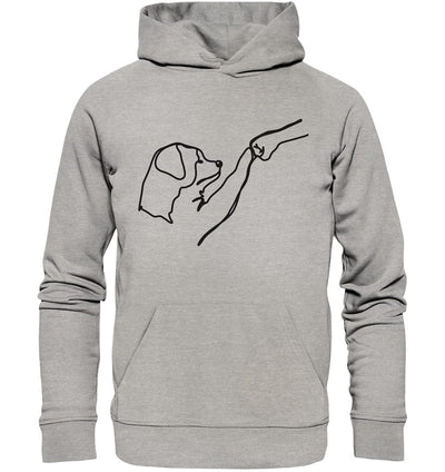 Hund und Mensch in Freundschaft - Hand und Pfote - Organic Hoodie Heather Grey / XS