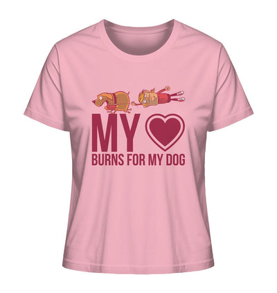 Hundeliebe - My heart burns for my dog - Ladies Organic Shirt Cotton Pink / XS
