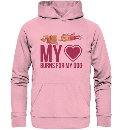 Hundeliebe - My heart burns for my dog - Organic Hoodie Cotton Pink / XS
