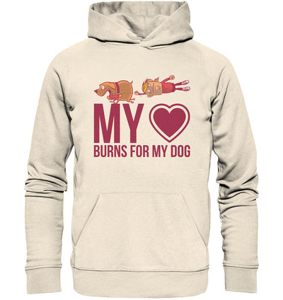 Hundeliebe - My heart burns for my dog - Organic Hoodie Natural Raw / XS
