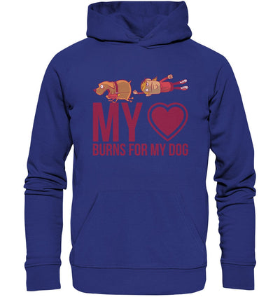 Hundeliebe - My heart burns for my dog - Organic Hoodie Worker Blue / XS