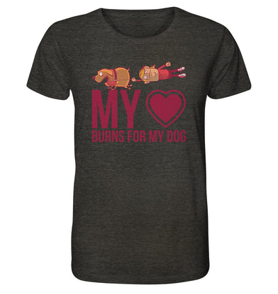 Hundeliebe - My heart burns for my dog - Organic Shirt Dark Heather Grey / XS
