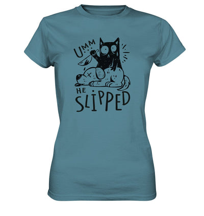 Katze tötet schlafenden Hund - Ladies Premium Shirt Stone Blue / XS