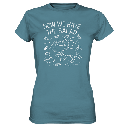 Ladies Premium Shirt – Now we have the salad – Hund & Chaos auf deinem Shirt Stone Blue / XS