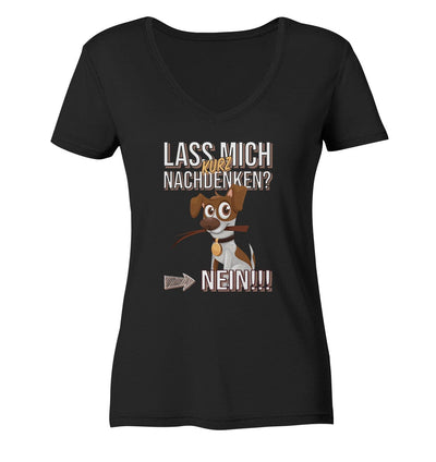 Lass mich kurz nachdenken - Jack Russel - Ladies V-Neck Shirt Black / XS
