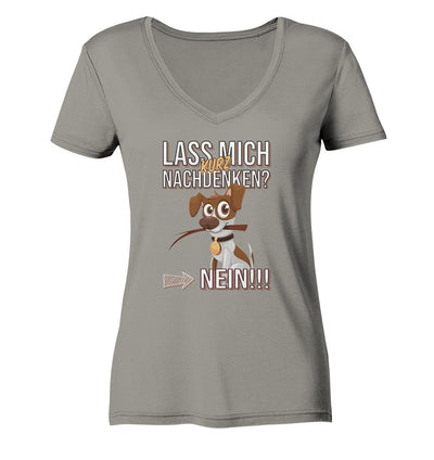 Lass mich kurz nachdenken - Jack Russel - Ladies V-Neck Shirt Light Grey / XS