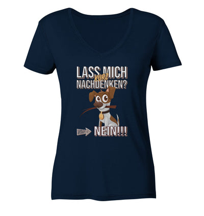 Lass mich kurz nachdenken - Jack Russel - Ladies V-Neck Shirt Navy / XS