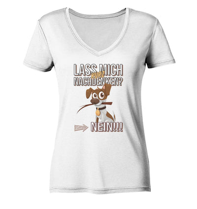 Lass mich kurz nachdenken - Jack Russel - Ladies V-Neck Shirt White / XS