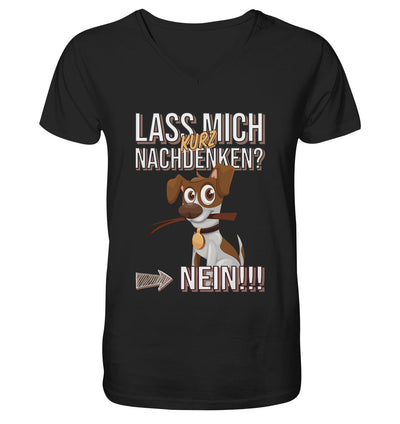 Lass mich kurz nachdenken - Jack Russel - Mens Organic V-Neck Shirt Black / S