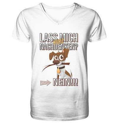 Lass mich kurz nachdenken - Jack Russel - Mens Organic V-Neck Shirt White / S