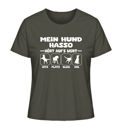Mein Hund hört aufs Wort - personalisierbar - Ladies Organic Shirt Khaki / XS