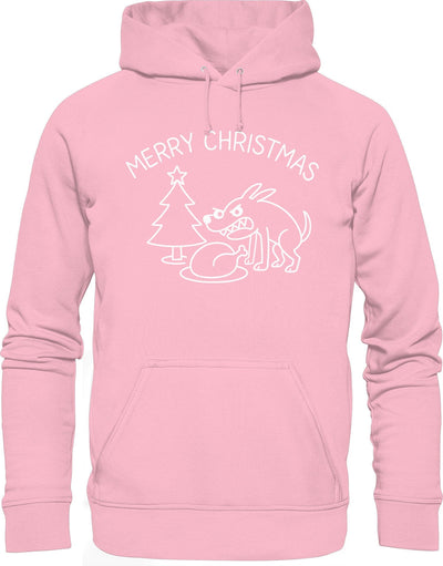 Merry Christmas Hoodie - Lustiger Hunde Organic Kapuzenpullover | Bio Baumwolle & Fair produziert Cotton Pink / XS