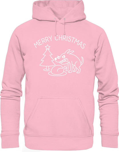 Merry Christmas Hoodie - Lustiger Hunde Organic Kapuzenpullover | Bio Baumwolle & Fair produziert Cotton Pink / XS