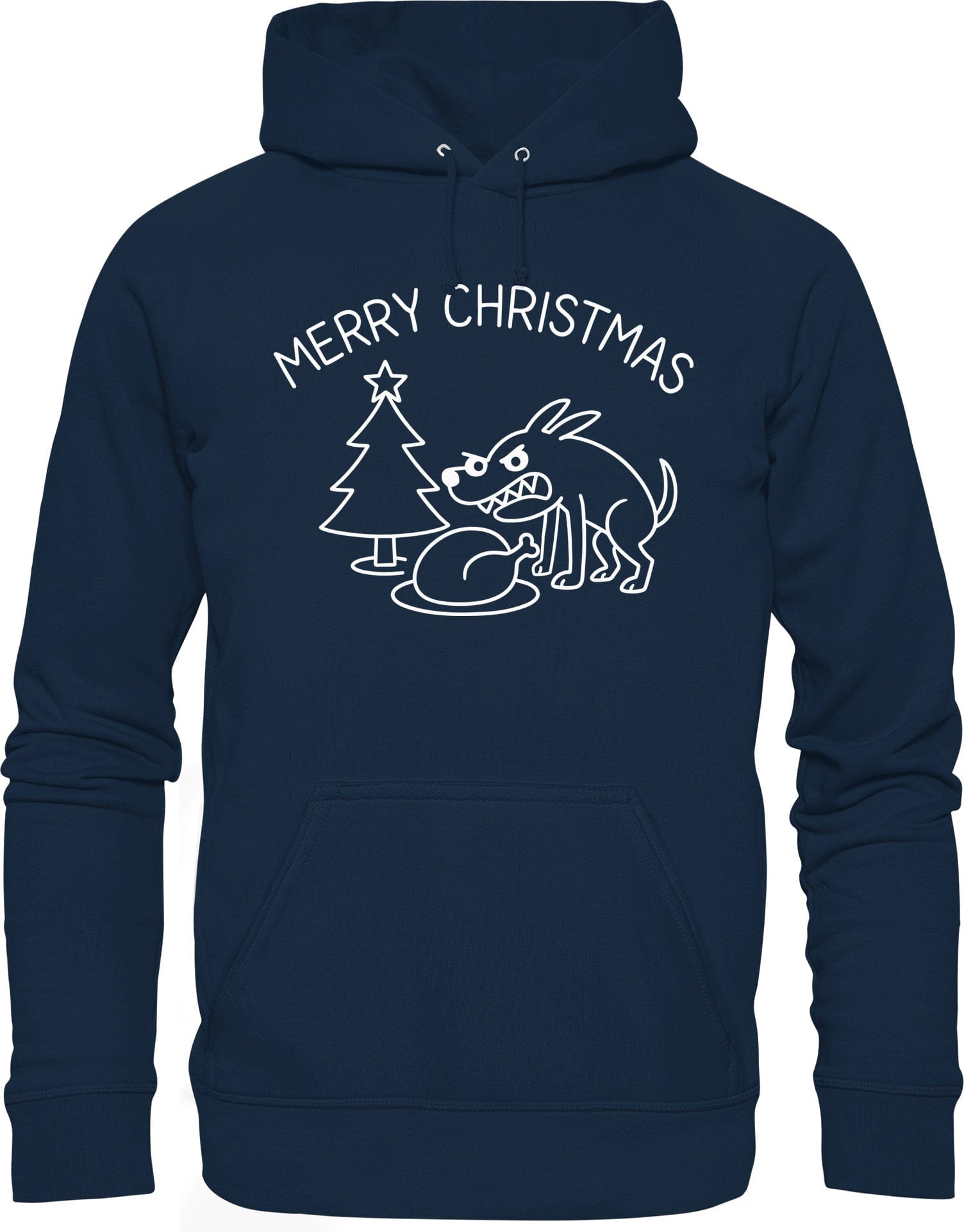 Merry Christmas Hoodie - Lustiger Hunde Organic Kapuzenpullover | Bio Baumwolle & Fair produziert French Navy / XS