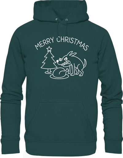 Merry Christmas Hoodie - Lustiger Hunde Organic Kapuzenpullover | Bio Baumwolle & Fair produziert Glazed Green / XS