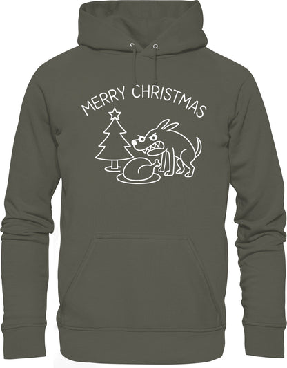 Merry Christmas Hoodie - Lustiger Hunde Organic Kapuzenpullover | Bio Baumwolle & Fair produziert Khaki / XS
