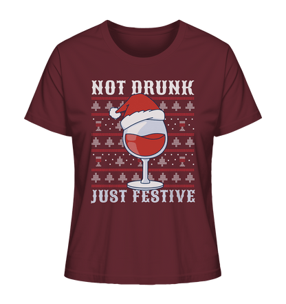 Not drunk, just festive - Weihnachtsmotiv - Ladies Organic Shirt Burgundy / XS