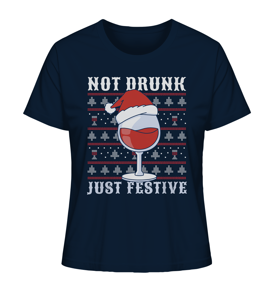 Not drunk, just festive - Weihnachtsmotiv - Ladies Organic Shirt French Navy / XS