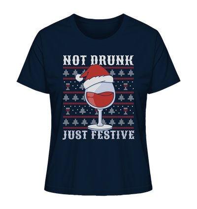 Not drunk, just festive - Weihnachtsmotiv - Ladies Organic Shirt French Navy / XS