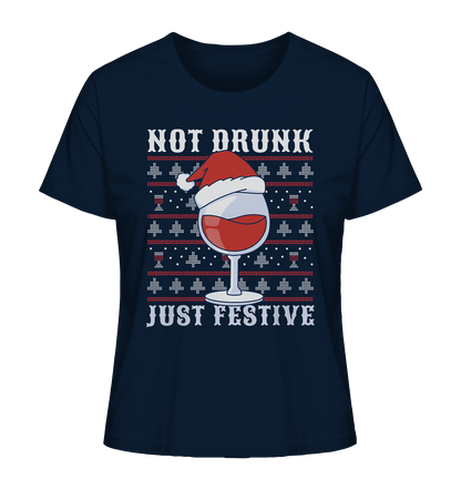 Not drunk, just festive - Weihnachtsmotiv - Ladies Organic Shirt French Navy / XS