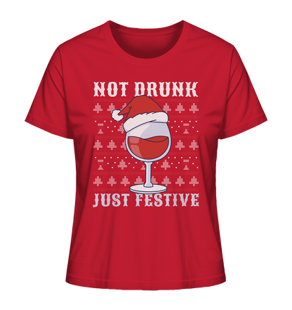 Not drunk, just festive - Weihnachtsmotiv - Ladies Organic Shirt Red / XS