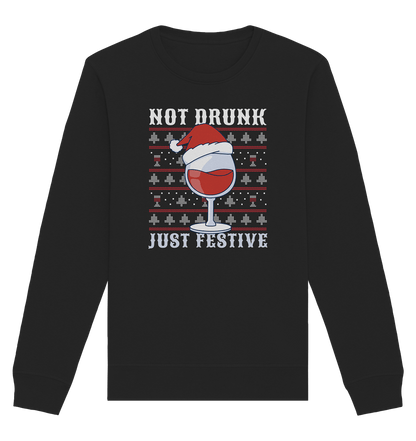 Not drunk, just festive - Weihnachtsmotiv - Organic Basic Unisex Sweatshirt Black / XS