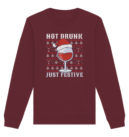 Not drunk, just festive - Weihnachtsmotiv - Organic Basic Unisex Sweatshirt Burgundy / XS
