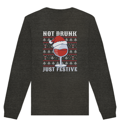 Not drunk, just festive - Weihnachtsmotiv - Organic Basic Unisex Sweatshirt Dark Heather Grey / XS
