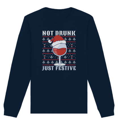 Not drunk, just festive - Weihnachtsmotiv - Organic Basic Unisex Sweatshirt French Navy / XS