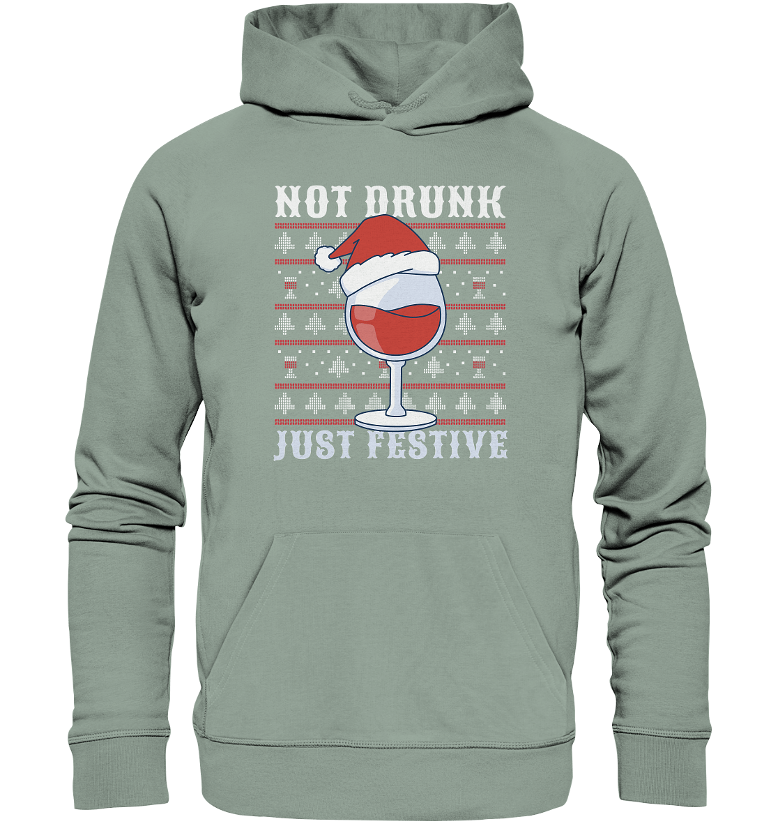 Not drunk, just festive - Weihnachtsmotiv - Organic Hoodie Aloe / XS