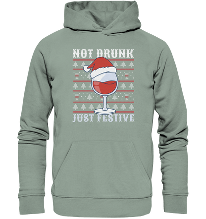 Not drunk, just festive - Weihnachtsmotiv - Organic Hoodie Aloe / XS