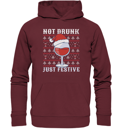 Not drunk, just festive - Weihnachtsmotiv - Organic Hoodie Burgundy / XS