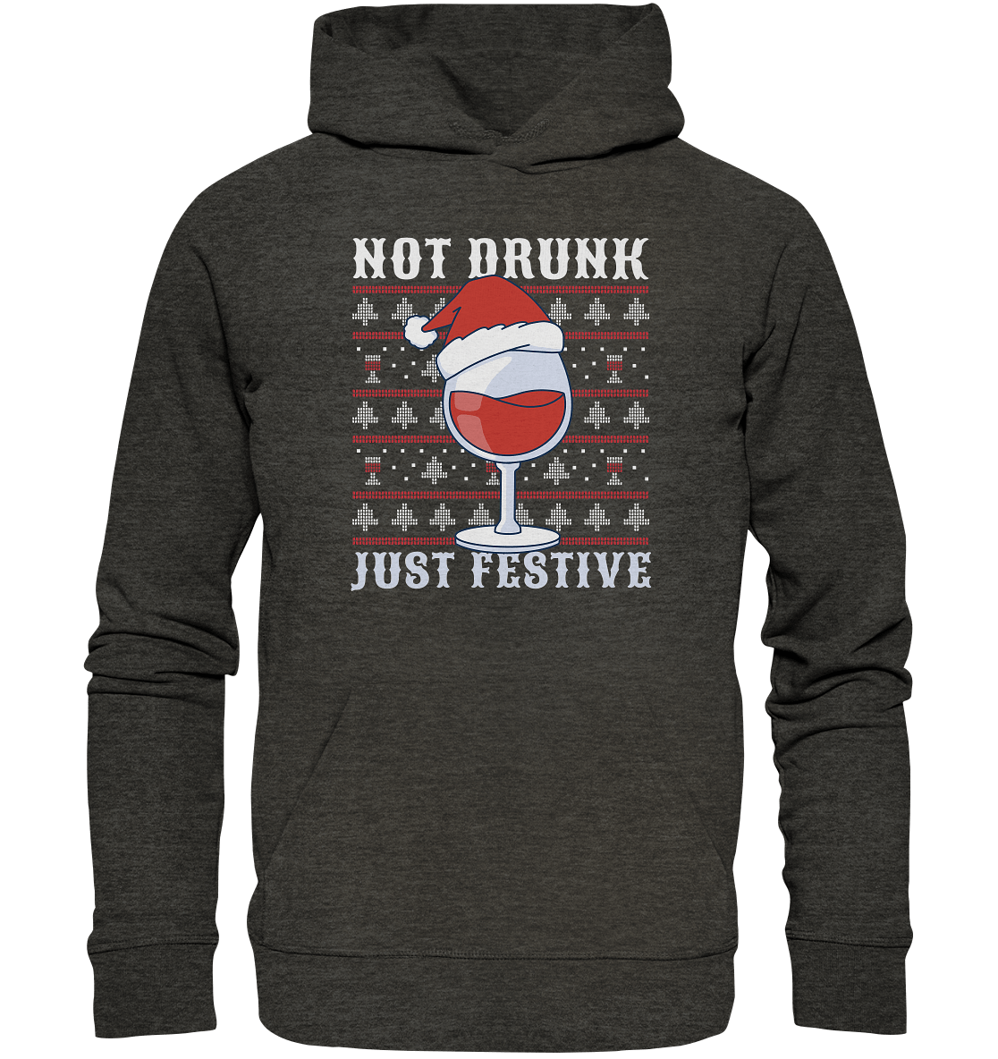 Not drunk, just festive - Weihnachtsmotiv - Organic Hoodie Dark Heather Grey / XS