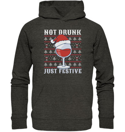 Not drunk, just festive - Weihnachtsmotiv - Organic Hoodie Dark Heather Grey / XS