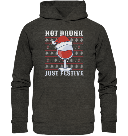 Not drunk, just festive - Weihnachtsmotiv - Organic Hoodie Dark Heather Grey / XS