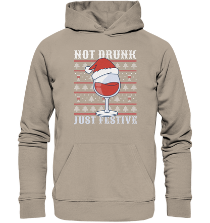 Not drunk, just festive - Weihnachtsmotiv - Organic Hoodie Desert Dust / XS