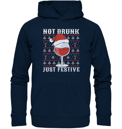 Not drunk, just festive - Weihnachtsmotiv - Organic Hoodie French Navy / XS