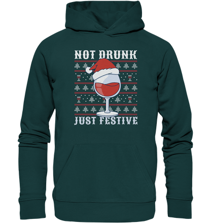 Not drunk, just festive - Weihnachtsmotiv - Organic Hoodie Glazed Green / XS