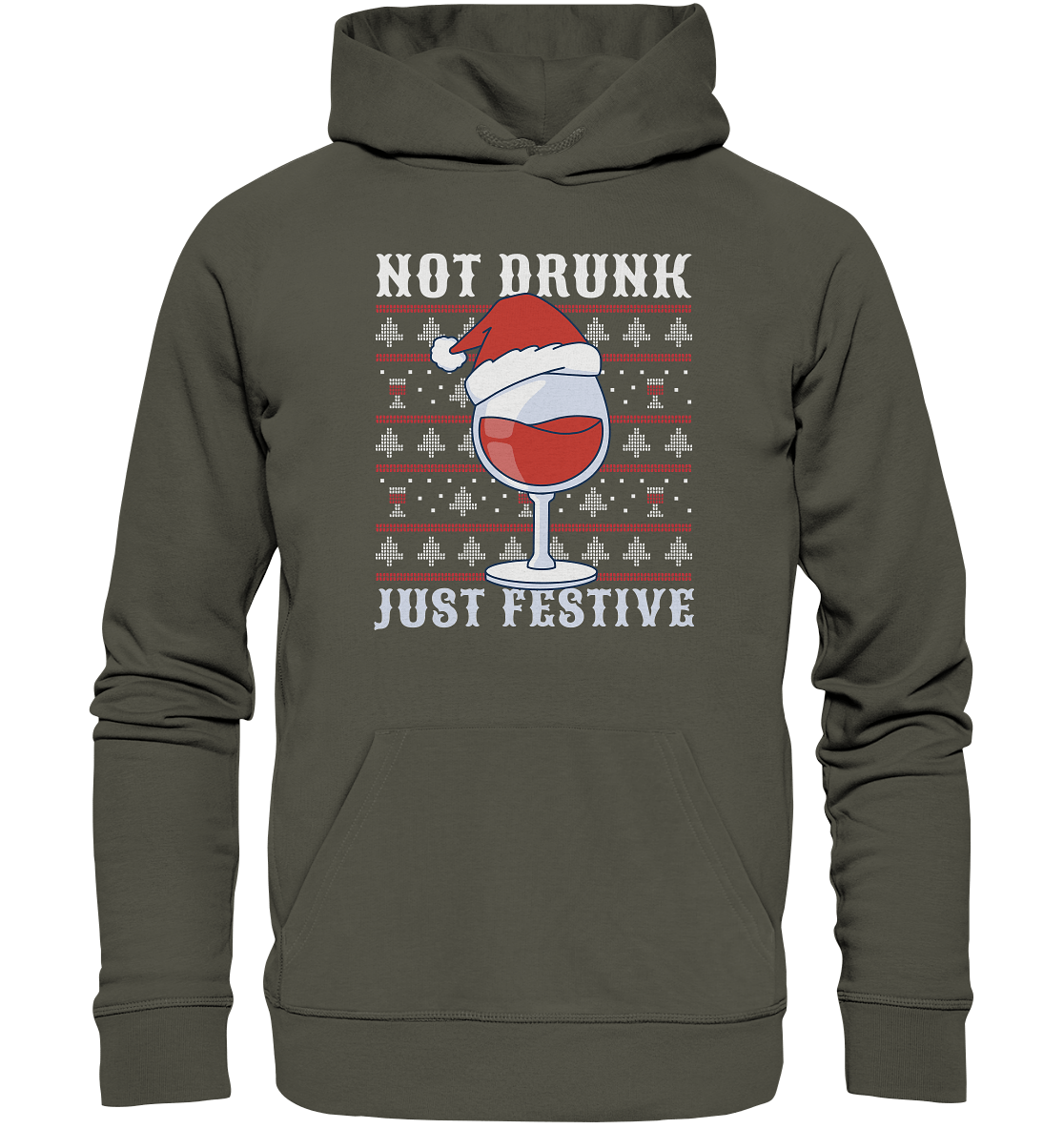 Not drunk, just festive - Weihnachtsmotiv - Organic Hoodie Khaki / XS