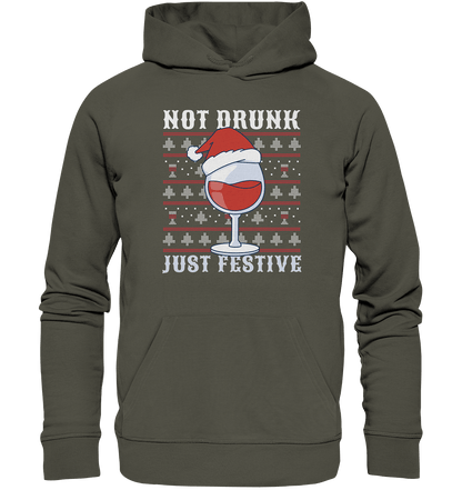 Not drunk, just festive - Weihnachtsmotiv - Organic Hoodie Khaki / XS