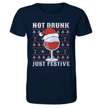 Not drunk, just festive - Weihnachtsmotiv - Organic Shirt French Navy / XS