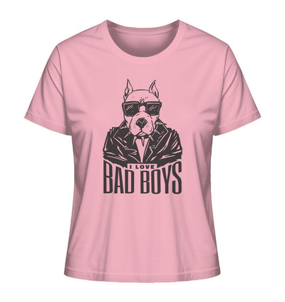 Pitbull - I love bad boys - Ladies Organic Shirt Cotton Pink / XS