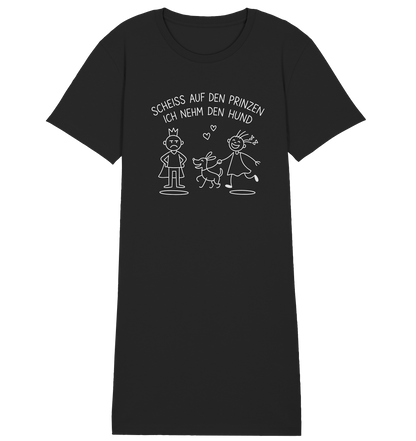 Scheiss auf den Prinzen ich nehm den Hund - Ladies Organic Shirt Dress Black / XS
